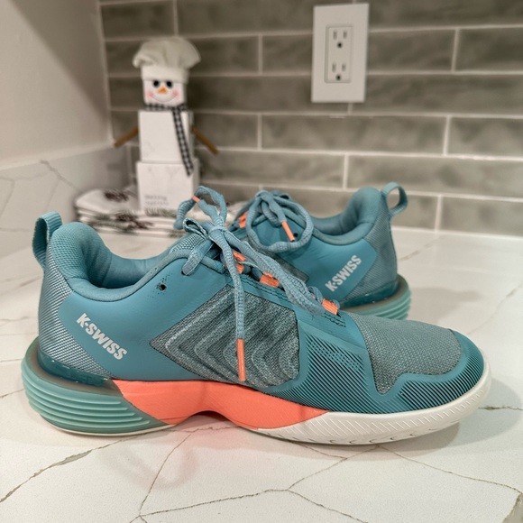 K-Swiss Ultrashot 3. Women Size 8.5 Color Blanc De Blanc/Nile Blue/Desert Flower - Picture 7 of 11